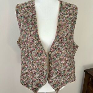 Vintage Style Floral Tapestry Vest Boho Cottagecore Waistcoat